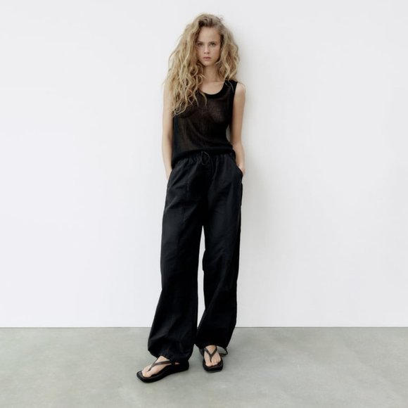 Zara Wide leg Parachute Pants - Picture 3 of 6